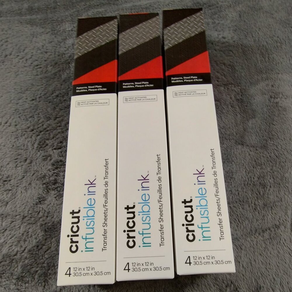 Circut 3 pack Infusable Ink transfer Sheets- 4-12x12 Steel Plate Pattern NIB